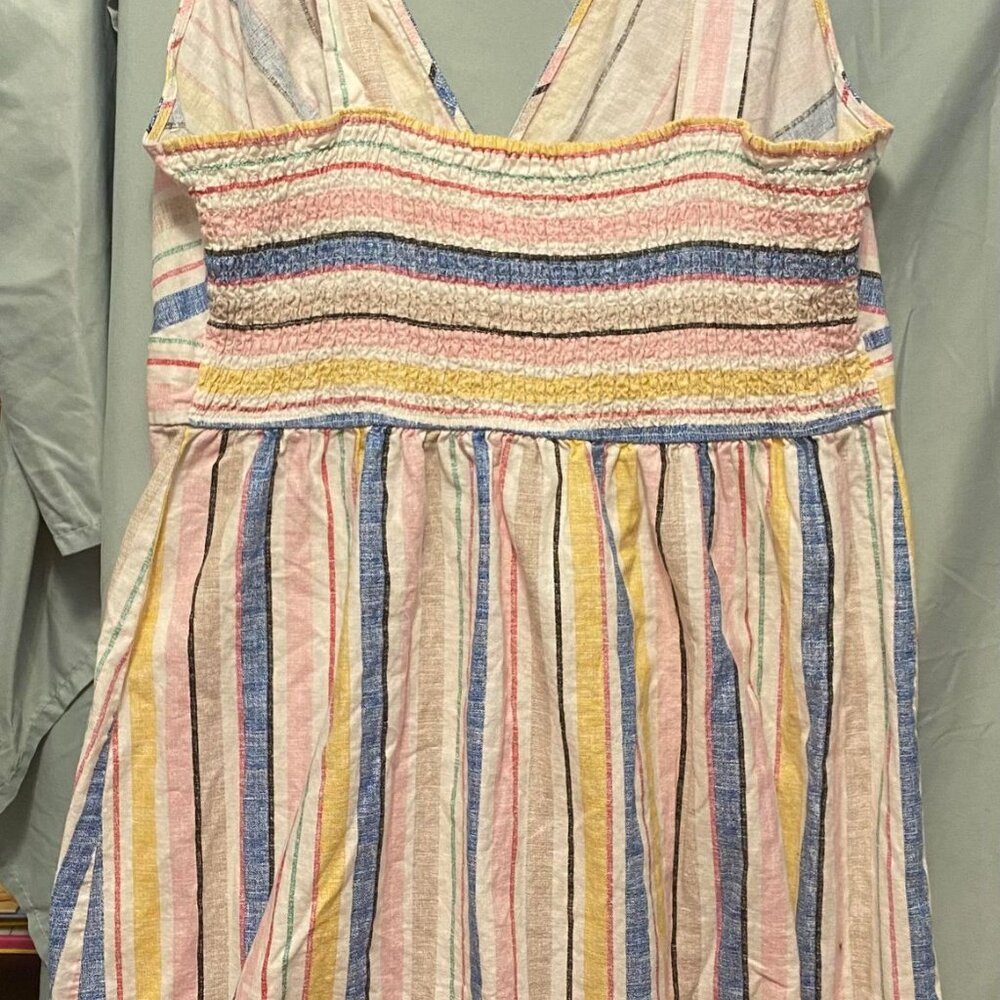 Ophelia Roe  Linen/Cotten Smocked Sleeveless Midi Dress size 3x - Picture 6 of 7